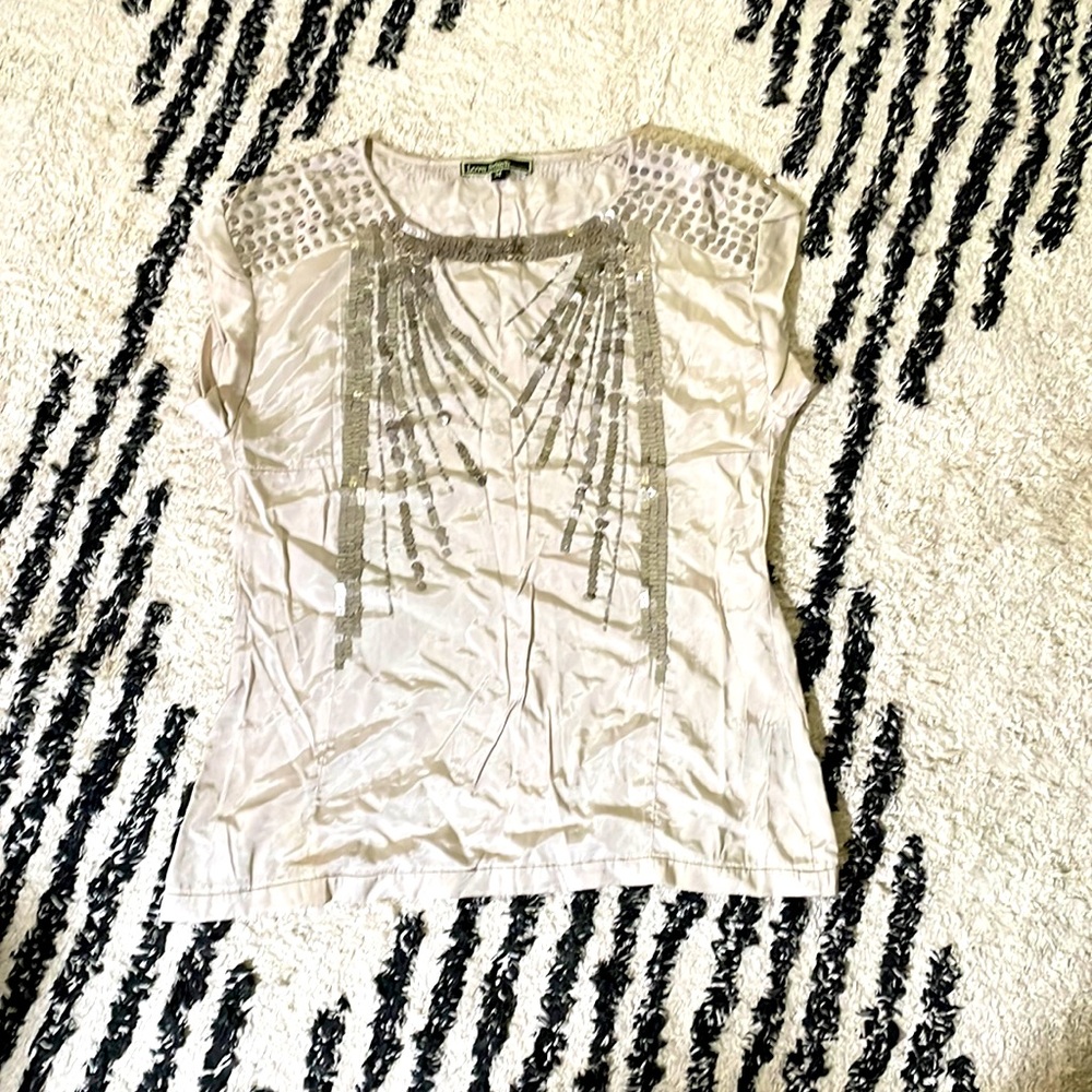 Love Stitch Blouse / SIZE M / Silver with Sequins
